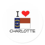 I Love Charlotte North Carolina Round Sticker