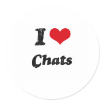 I love Chats Round Stickers