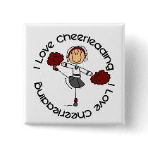 I Love Cheerleading Stick Figure Cheerleader buttons