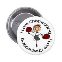 I Love Cheerleading Stick Figure Cheerleader Pinback Buttons