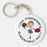 I Love Cheerleading Stick Figure Cheerleader Keychains