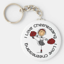 I Love Cheerleading Stick Figure Cheerleader Keychains