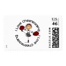 I Love Cheerleading Stick Figure Cheerleader postage