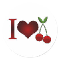 I Love Cherries Round Stickers
