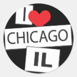 I Love Chicago IL Round Stickers