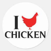 I Love Chicken Round Sticker