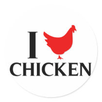 I Love Chicken Round Sticker