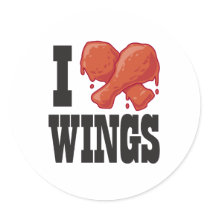 I Love Chicken Wings Round Sticker
