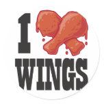 I Love Chicken Wings Round Sticker