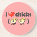 I Love Chicks (birds) Sandstone Drink Coaster