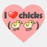I Love Chicks (birds) Heart Sticker