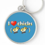 I Love Chicks (birds) Premium Round Keychain