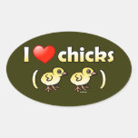 I Love Chicks (birds) Oval Sticker