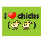 I Love Chicks (birds) Postcard