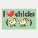 I Love Chicks (birds) Rectangle Sticker