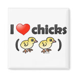 I Love Chicks (birds) Square Magnet