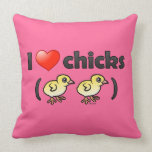 I Love Chicks (birds) Throw Pillow