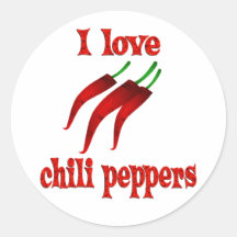 I Love Chili Peppers Round Sticker
