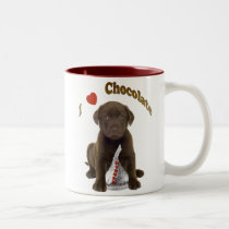 I Love Chocolate Kisses (Lab Puppy) mugs