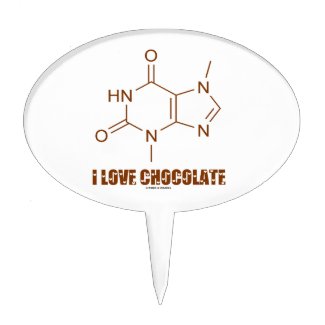 I Love Chocolate (Theobromine Chemical Molecule) Cake Picks