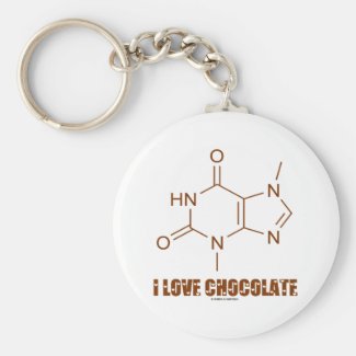 I Love Chocolate (Theobromine Chemical Molecule) Keychain