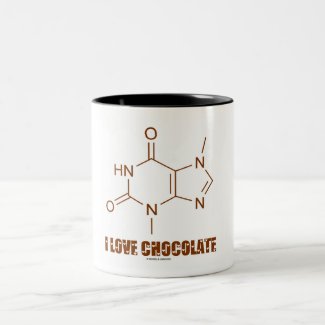 I Love Chocolate (Theobromine Chemical Molecule) Mugs