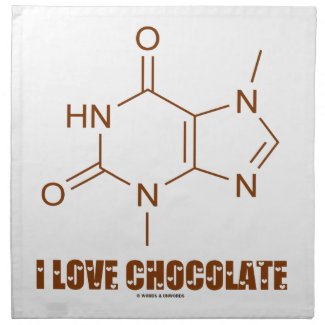 I Love Chocolate (Theobromine Chemical Molecule) Printed Napkins