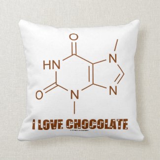 I Love Chocolate (Theobromine Chemical Molecule) Pillows