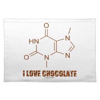 I Love Chocolate (Theobromine Chemical Molecule) Cloth Place Mat