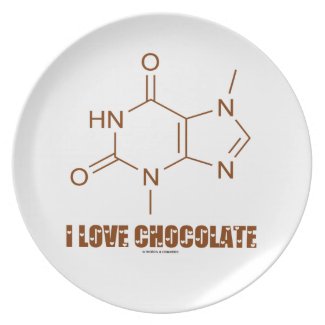 I Love Chocolate (Theobromine Chemical Molecule) Party Plates