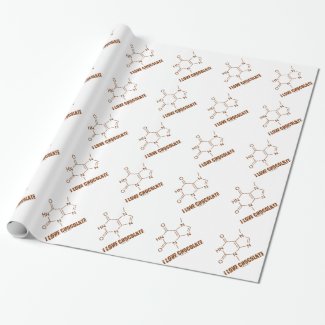 I Love Chocolate (Theobromine Chemical Molecule) Gift Wrap Paper