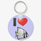I Love Circular Batfish Round Keychain