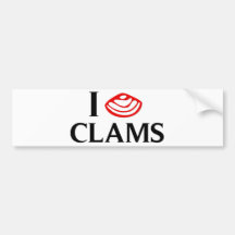 I Love Clams Bumper Stickers