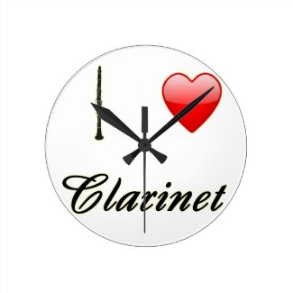 I Love Clarinet Round Clock