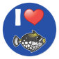 I Love Clown Triggerfish Round Sticker