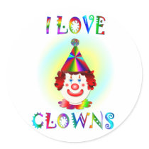 I Love Clowns Stickers