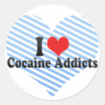 I Love Cocaine Addicts Round Sticker