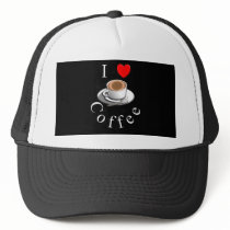 "I Love Coffee" Coffee Mug & Saucer hats