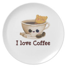 I love Coffee - custom text - Party Plates
