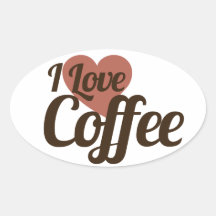 I Love Coffee Oval Stickers