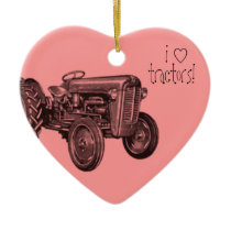 I Love Cool Tractors Valentine Ornament