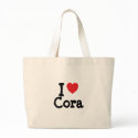 I love Cora heart T-Shirt bags