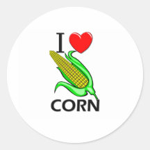 I Love Corn Round Sticker