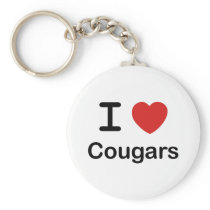 I Love Cougars Key Chain