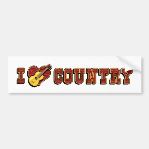 I Love Country Music Bumper Sticker Zazzle