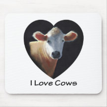 I Love Cows: Brown Cow in Oil Pastel Mousepad