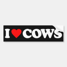 I LOVE COWS BUMPER STICKER