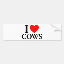 I Love Cows Bumper Sticker