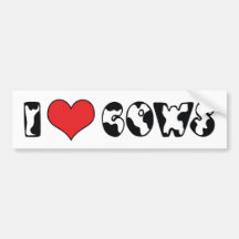I Love Cows Bumper Sticker