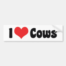 I Love Cows Bumper Sticker